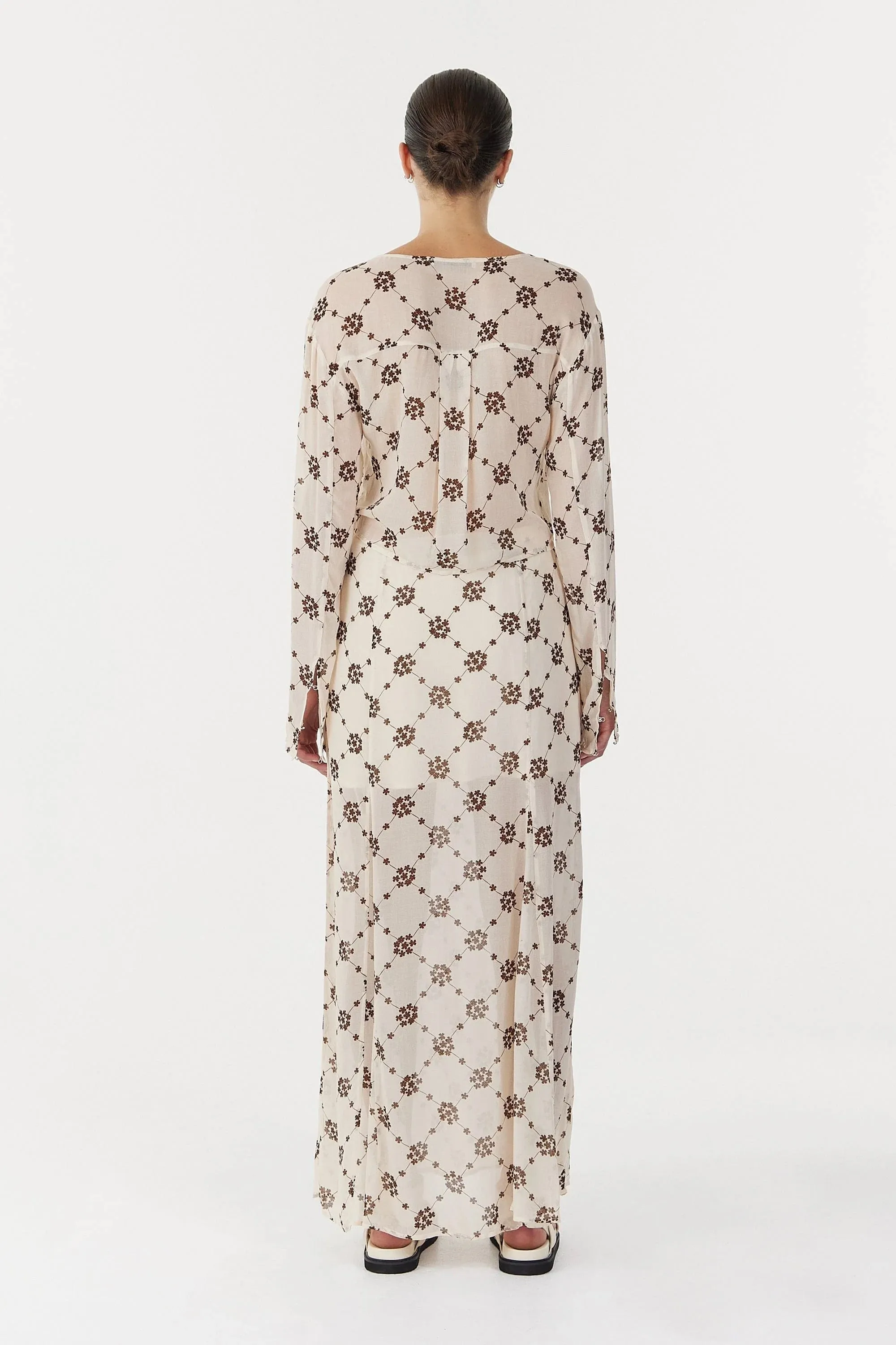 Sheer Motion Maxi Skirt - Linear Bloom
