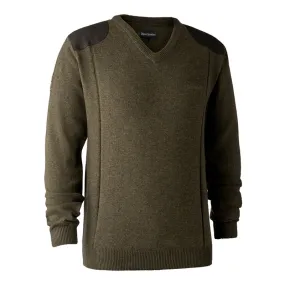 Sheffield Knit V-Neck Jumper In Cypress