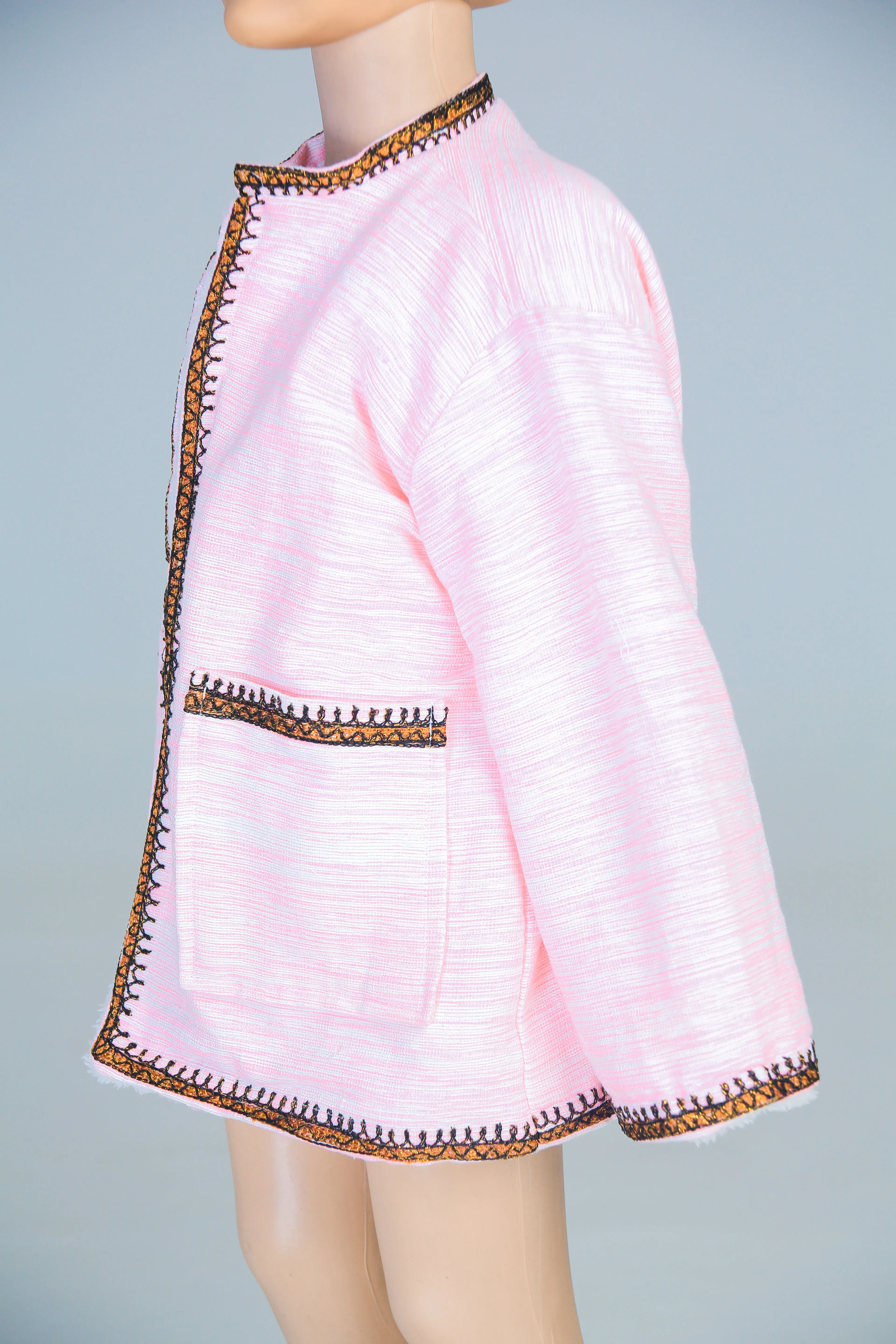 Short Collar Tree of Life Embroidery Handmade Cotten Night Robe