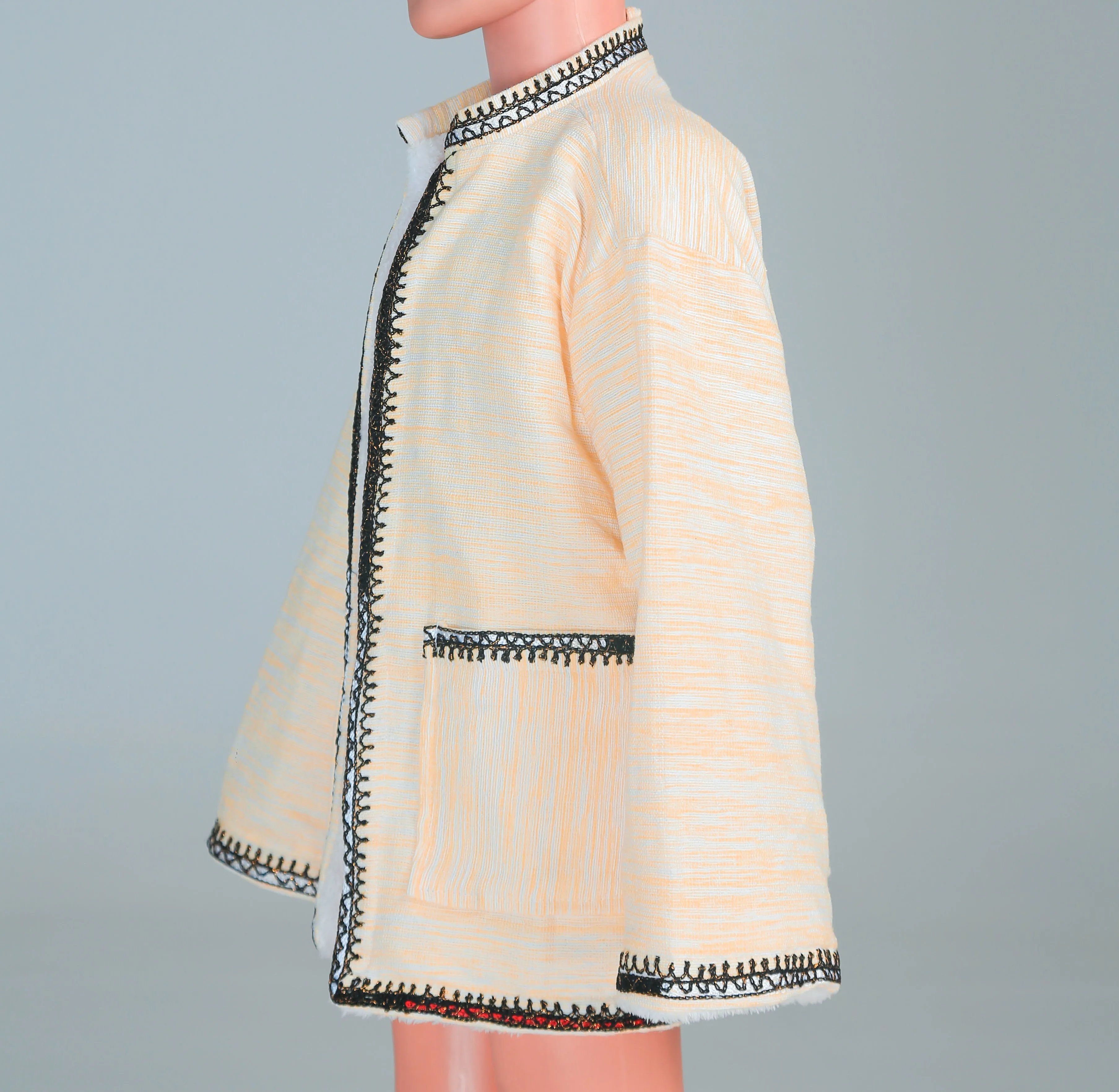 Short Collar Tree of Life Embroidery Handmade Cotten Night Robe