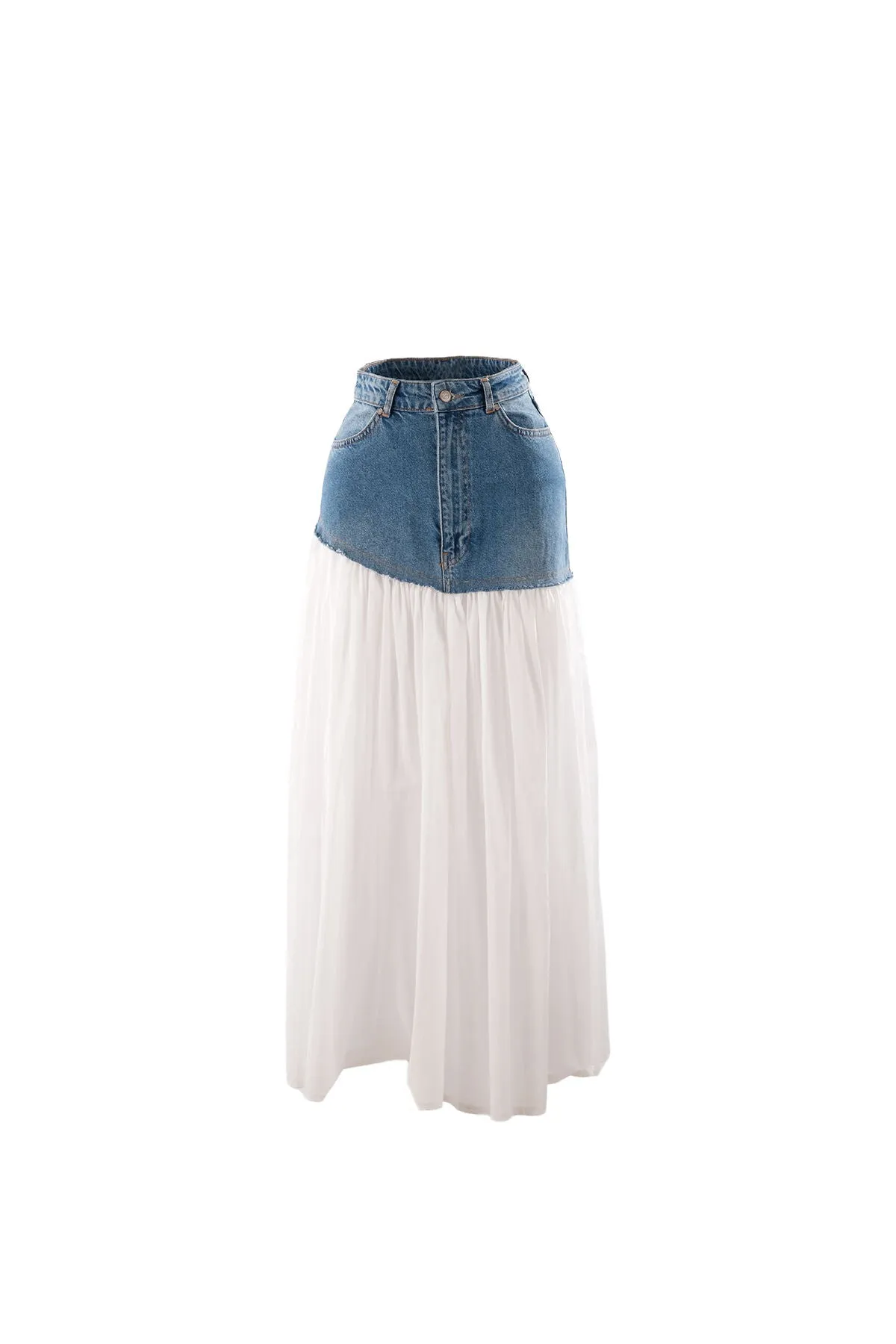 Sisley Blue Denim Detailed Skirt