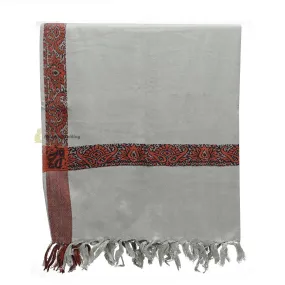 Soft Madinah Grey Rust Brown Edge Habaib Sorban Scarf Turban with Design