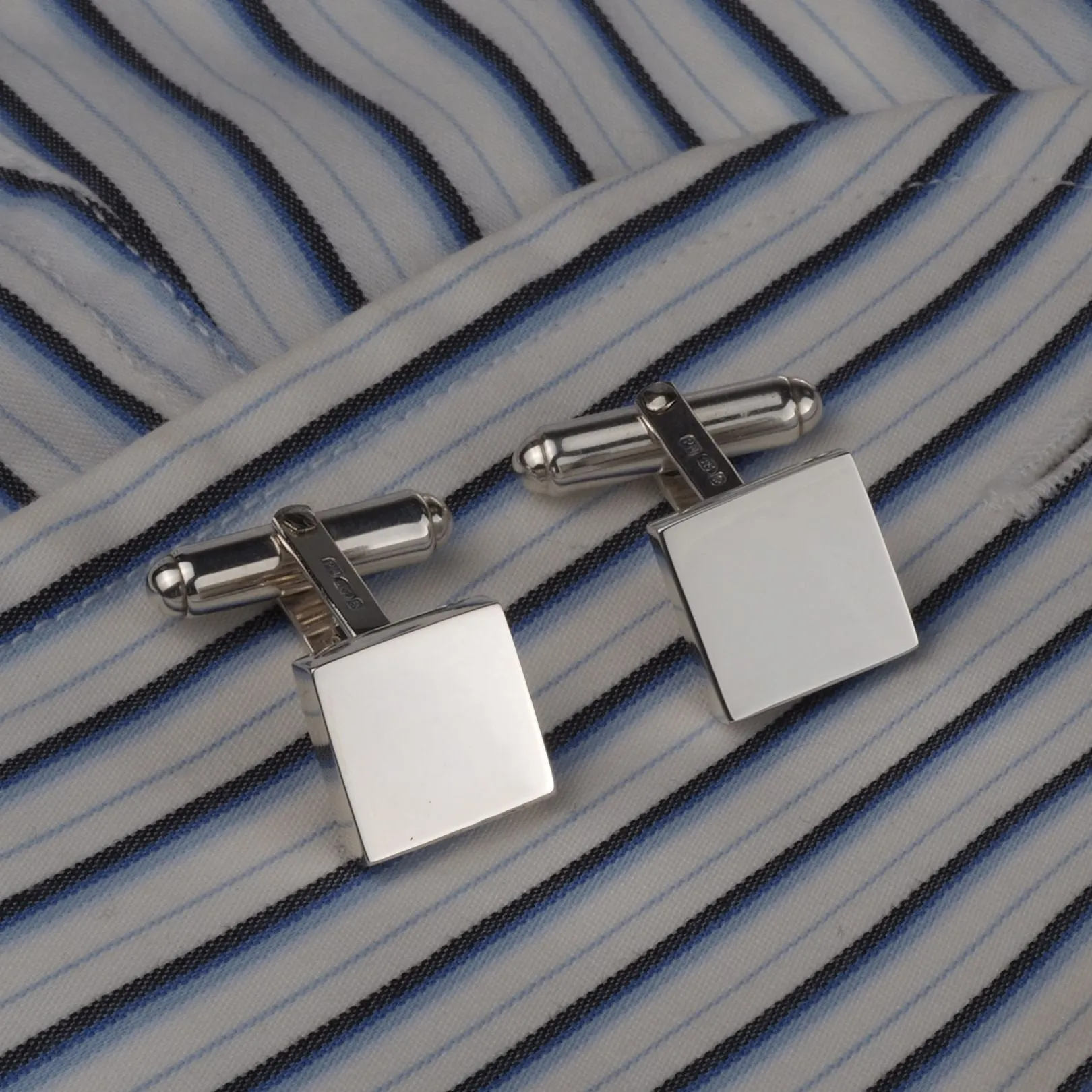 Sterling Silver Chunky Square Cufflinks Hand Engraved