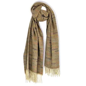 Subtle herringbone scarf with multi coloured fleck and twisted tassels