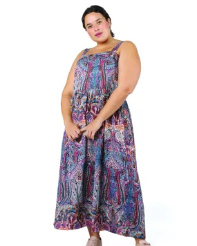 Thalia Tiered Maxi Dress | Brown / Red
