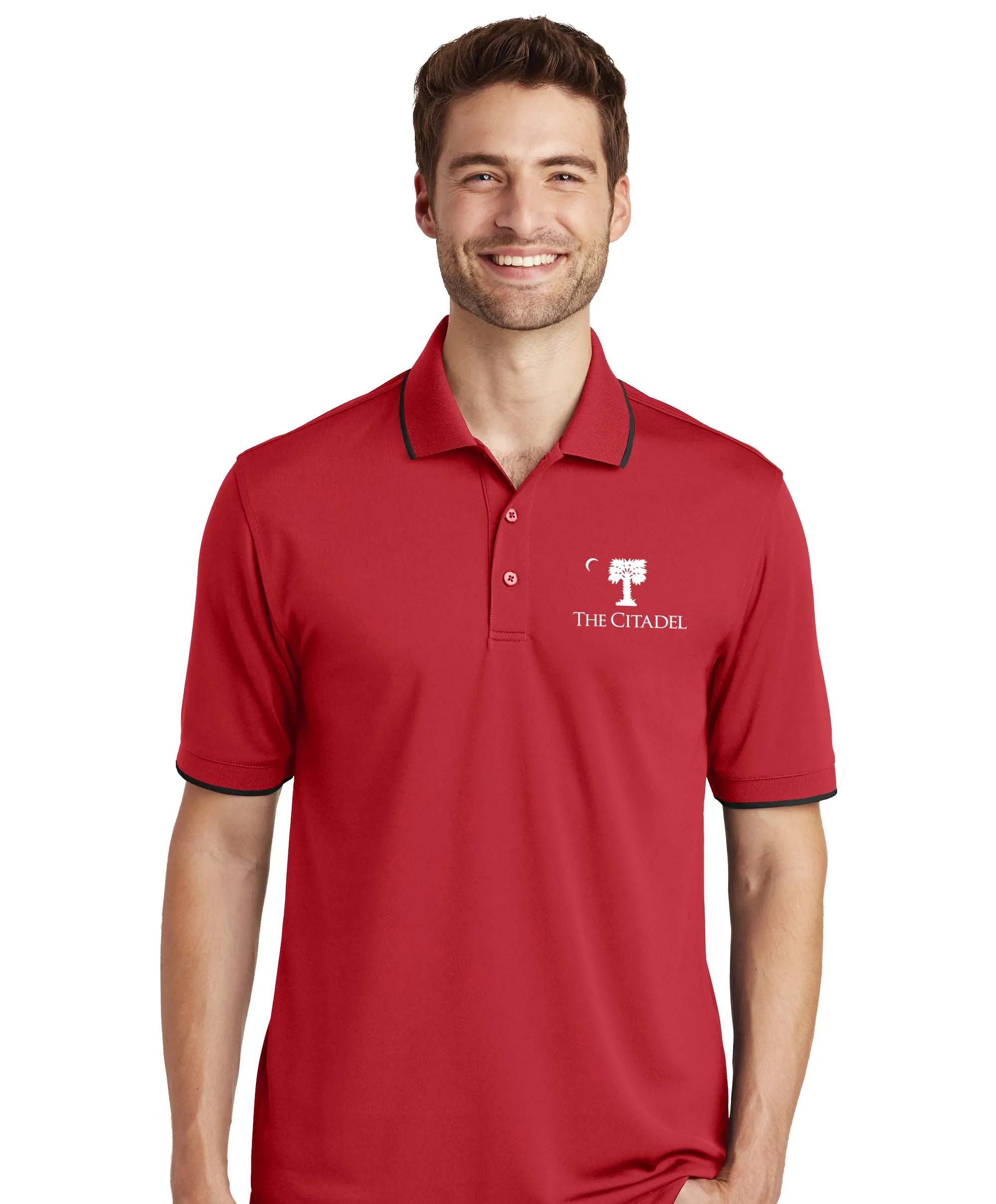 The Citadel, Big Red Palmetto logo, UV Micro-Mesh Tipped Polo