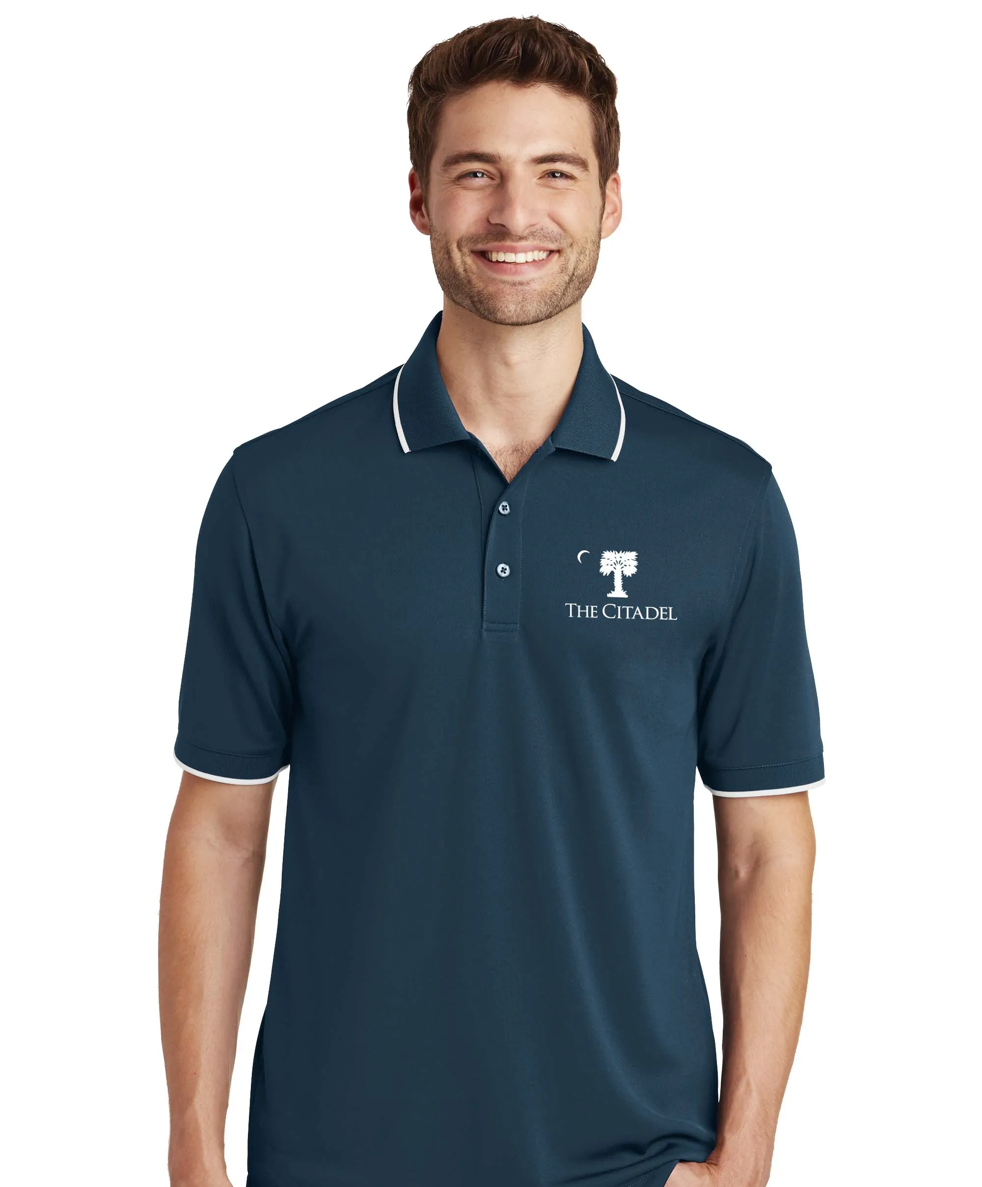 The Citadel, Big Red Palmetto logo, UV Micro-Mesh Tipped Polo