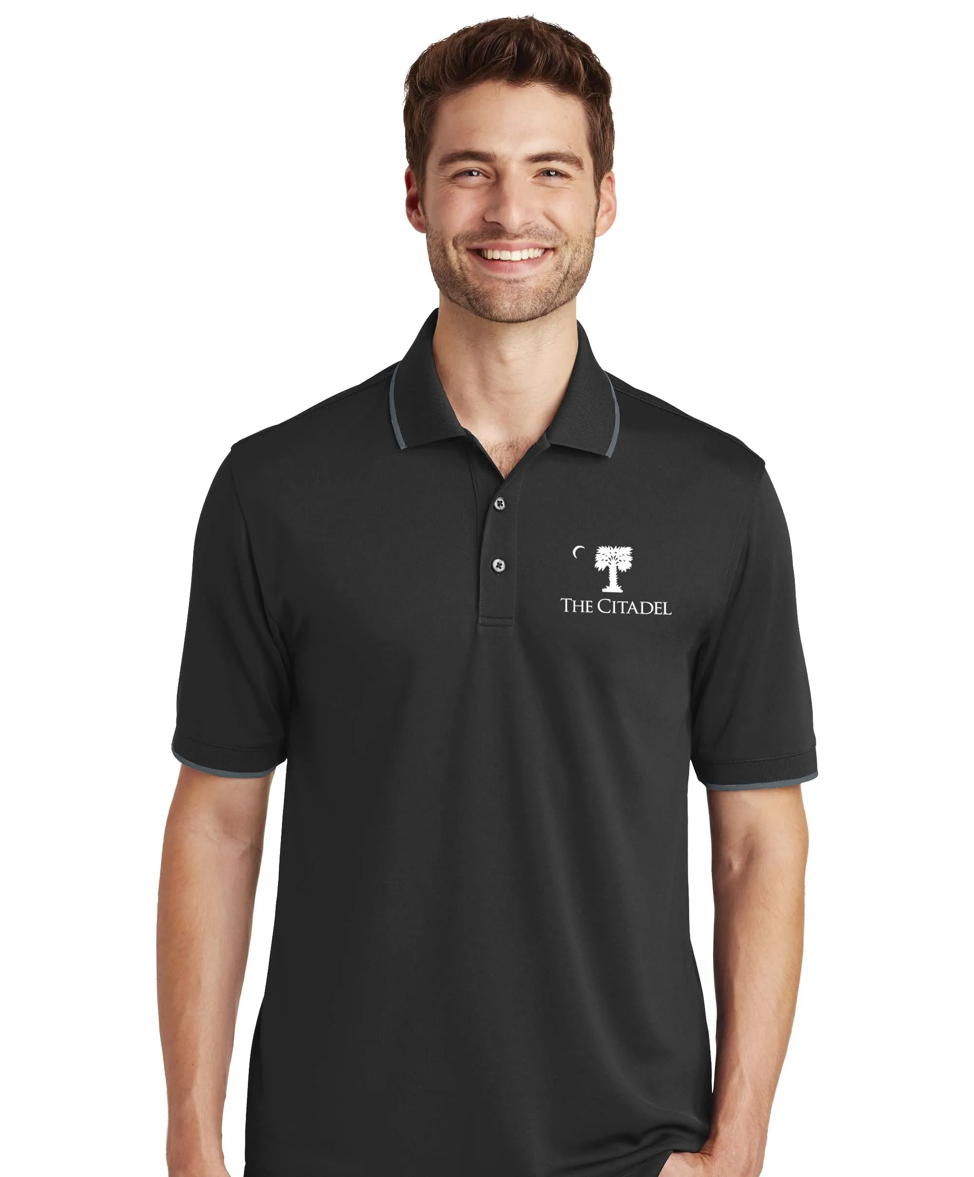 The Citadel, Big Red Palmetto logo, UV Micro-Mesh Tipped Polo