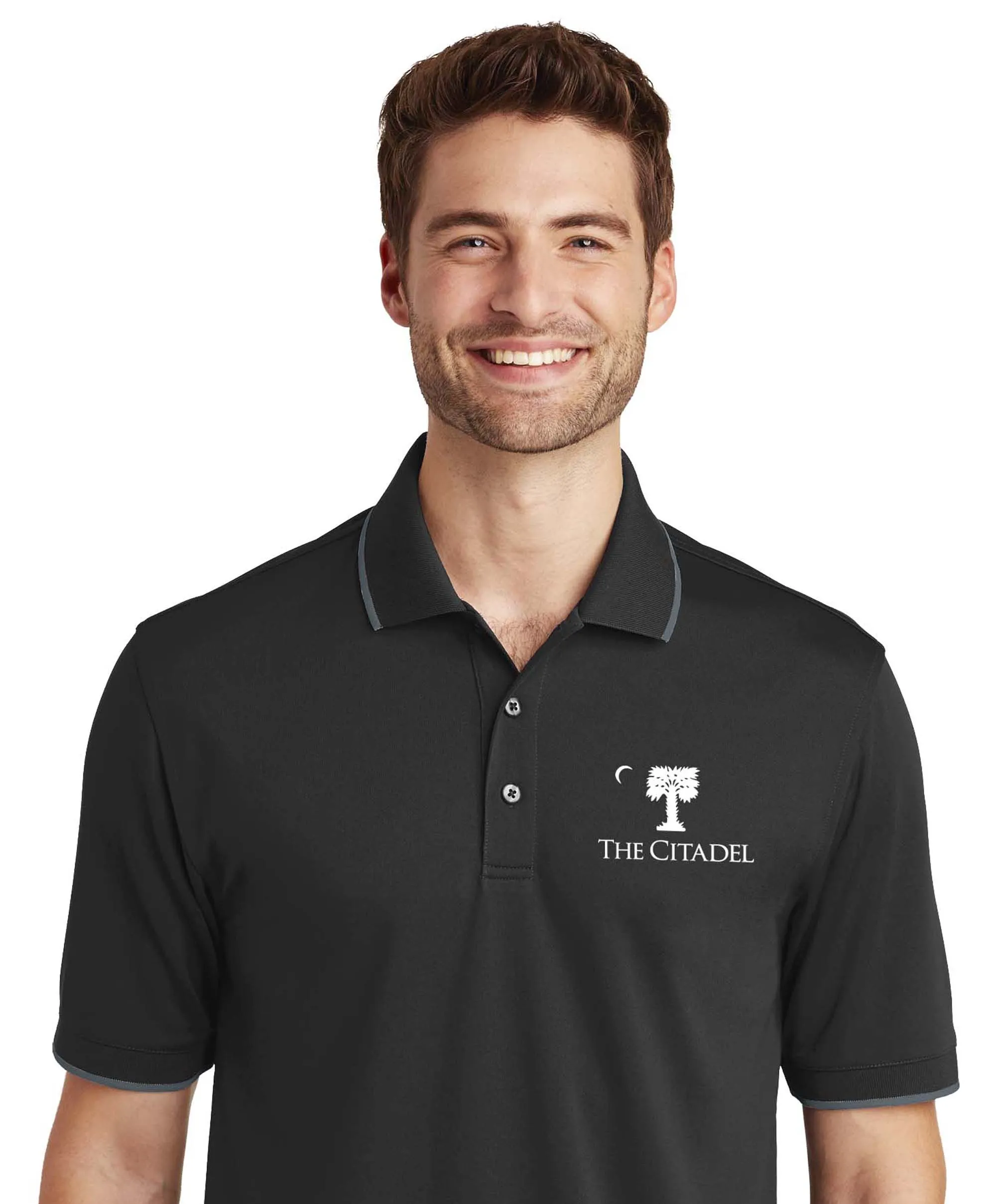 The Citadel, Big Red Palmetto logo, UV Micro-Mesh Tipped Polo