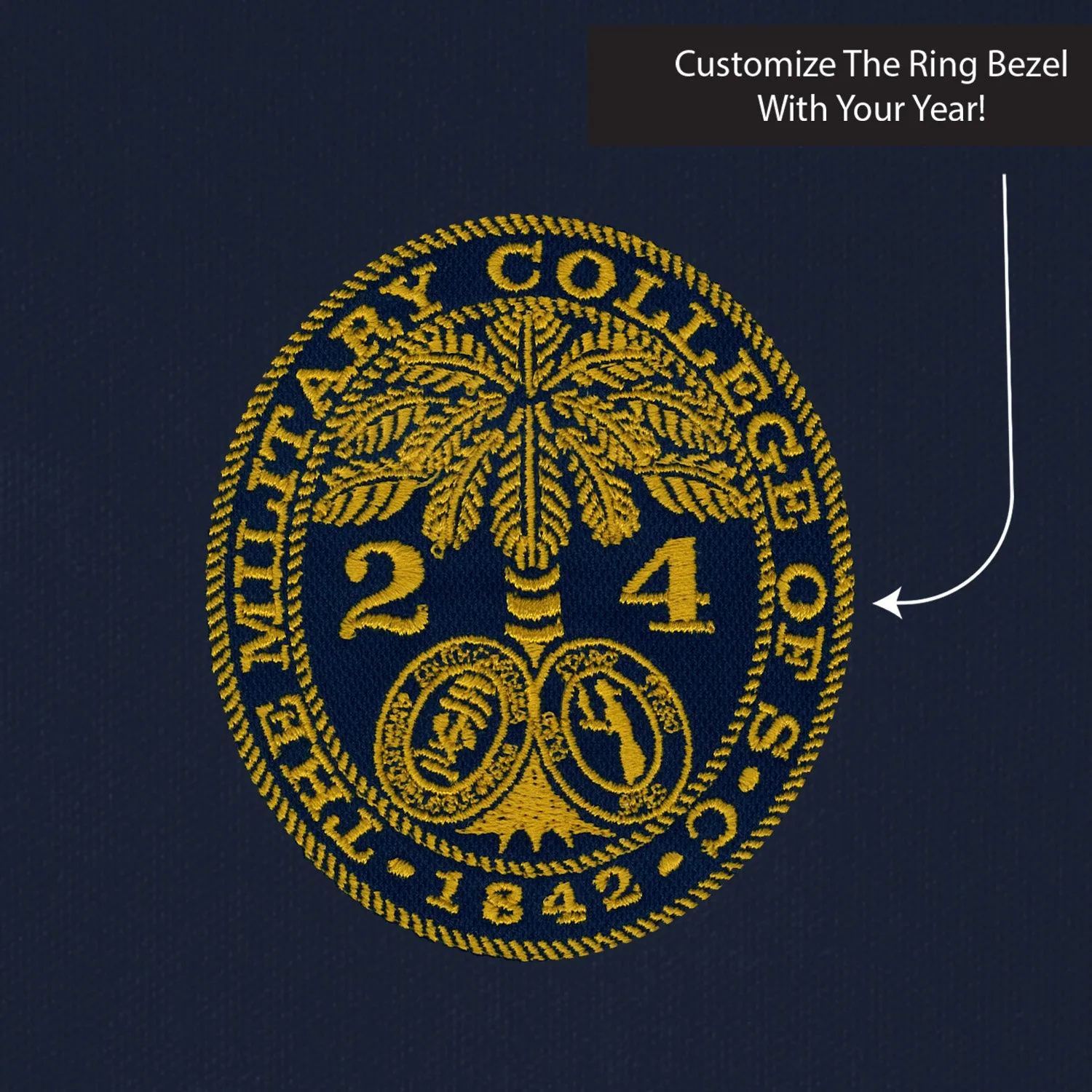 The Citadel, Customizable (Your Year) Embroidered Ring Bezel Design, UV Micro-Mesh Polo Shirt