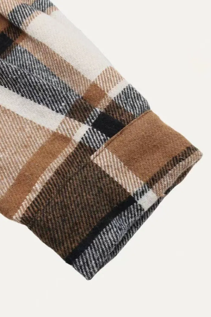 The Moment Collection Chic Classic Plaid Collared Neck Asymmetrical Zipper Shacket