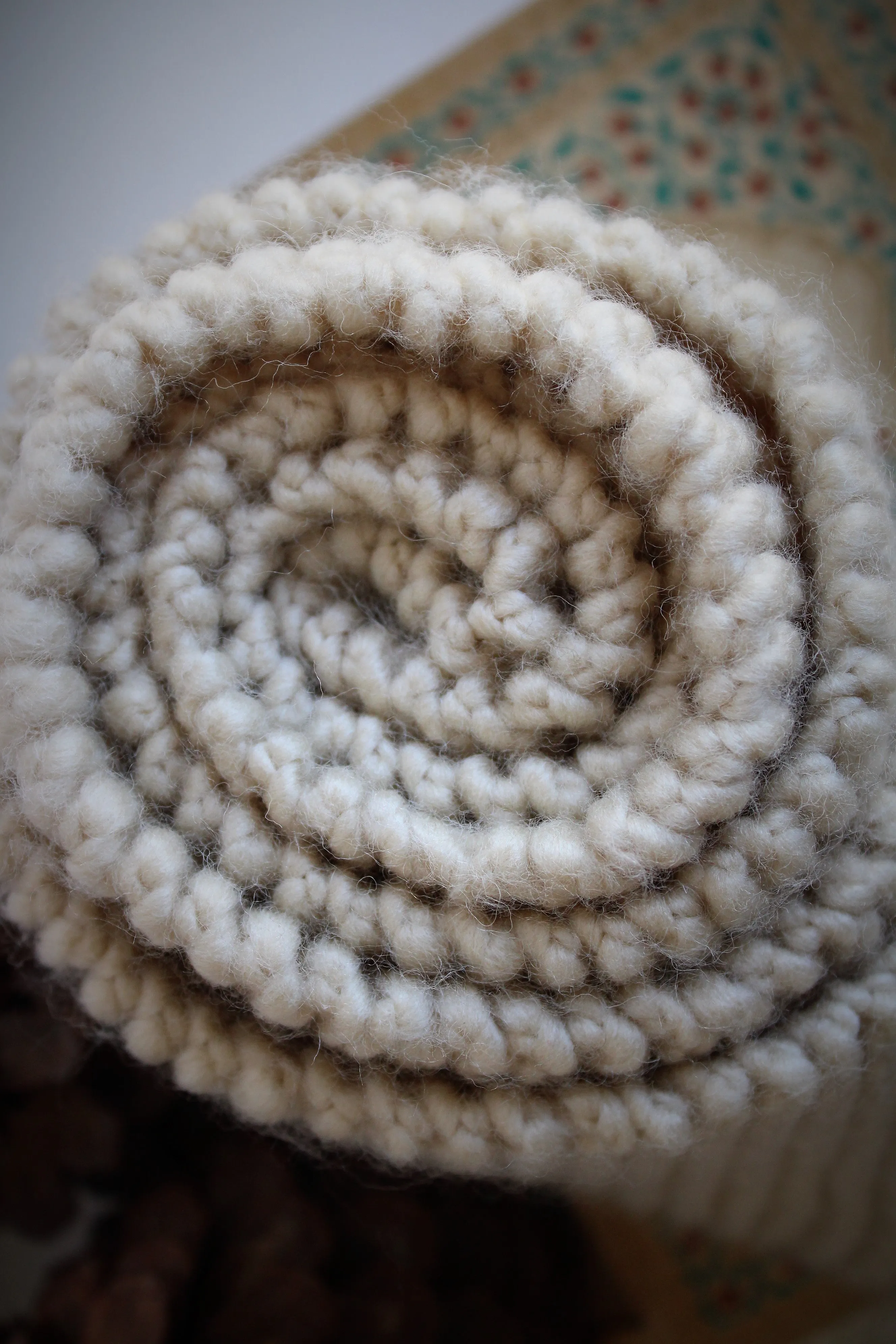 The "Fawn" Cream Knit Scarf with Vintage Lace Fringe