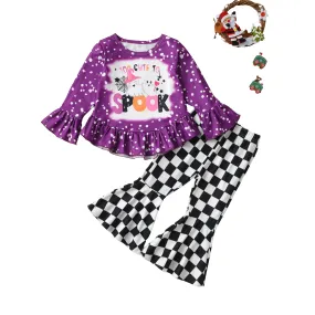 Toddler Girls Halloween Spooky 2pcs Outfit Sets