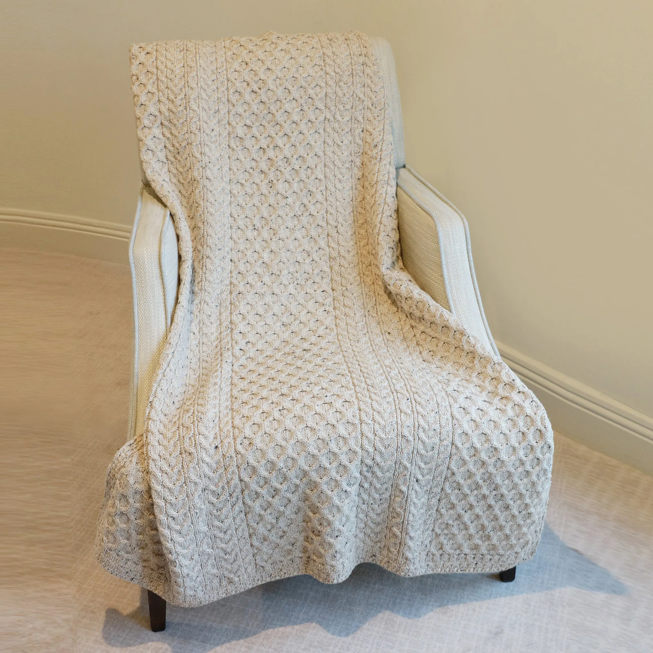 Traditional Honeycomb Knit Irish Wool Blanket