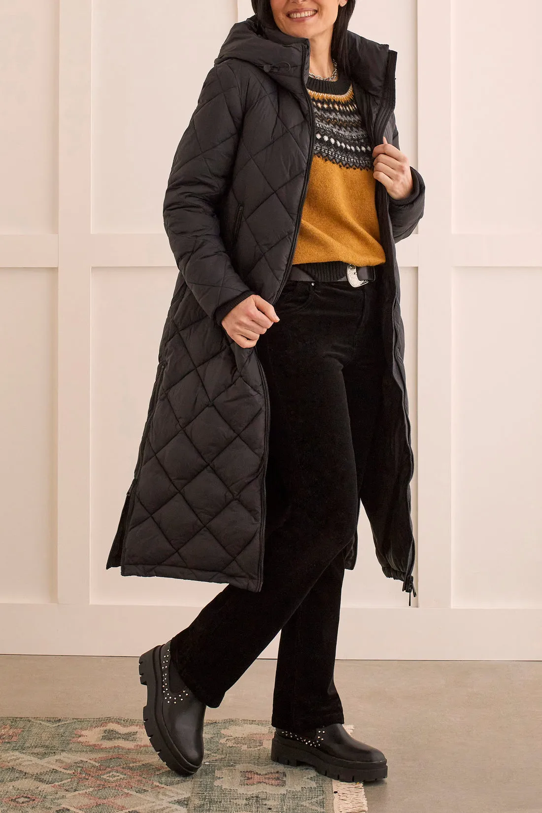 Tribal  Fall/Winter 2023-1615O/3864-Hooded Puffer  -Black