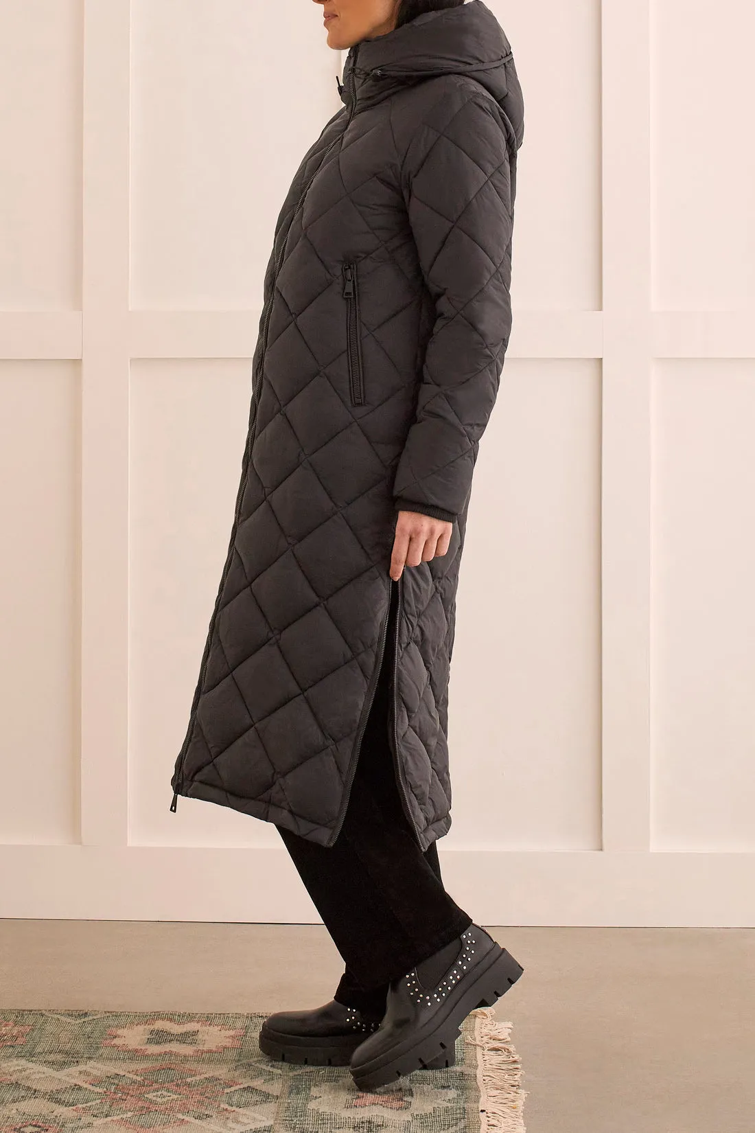 Tribal  Fall/Winter 2023-1615O/3864-Hooded Puffer  -Black