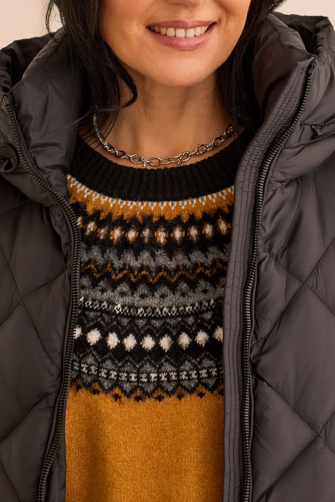 Tribal  Fall/Winter 2023-1615O/3864-Hooded Puffer  -Black