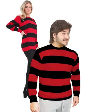Unisex Red & Black Stripe Knitted Jumper