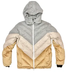 Vie Riche - Linen Chevron Puffer Coat - Grey