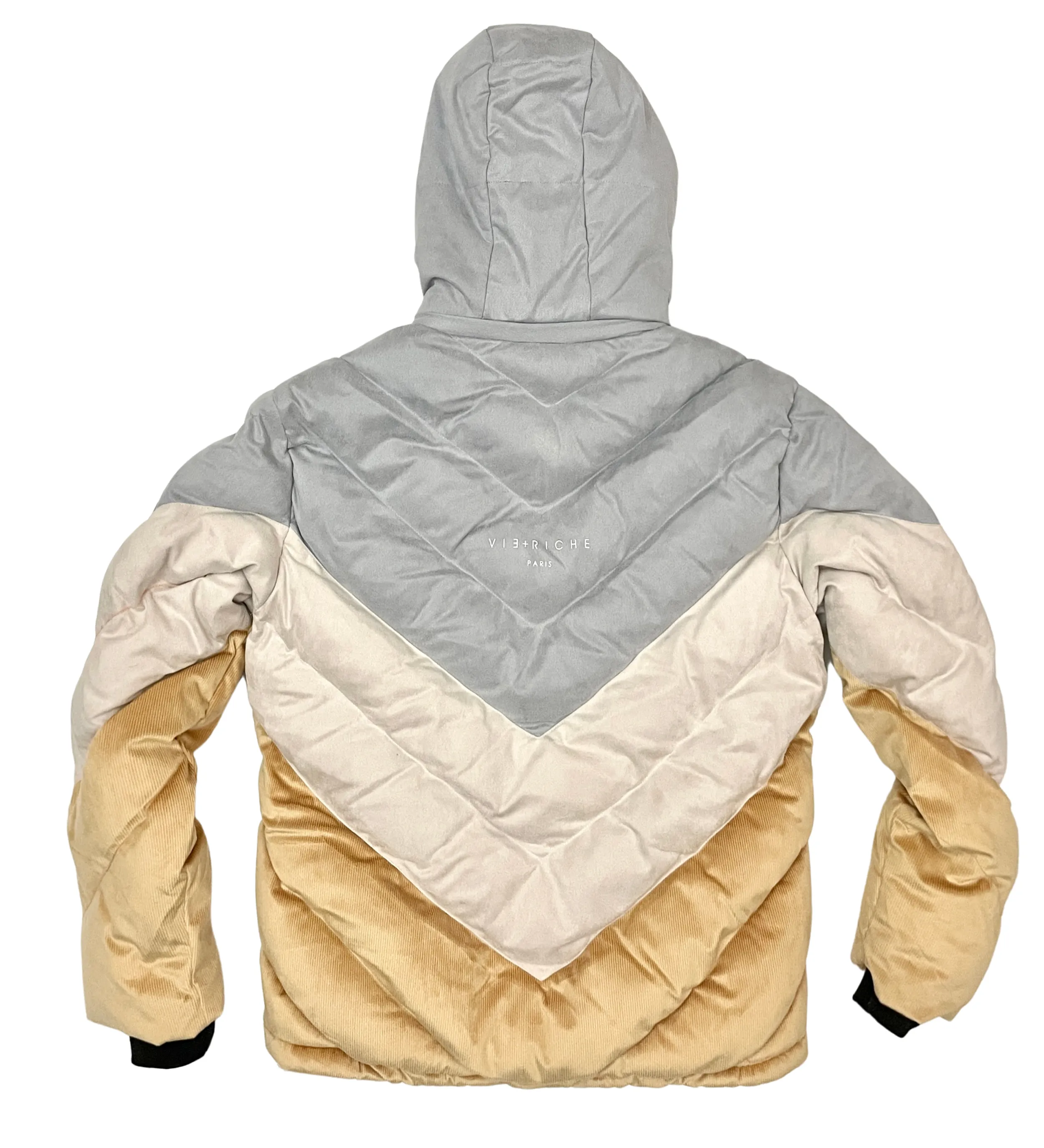 Vie Riche - Linen Chevron Puffer Coat - Grey