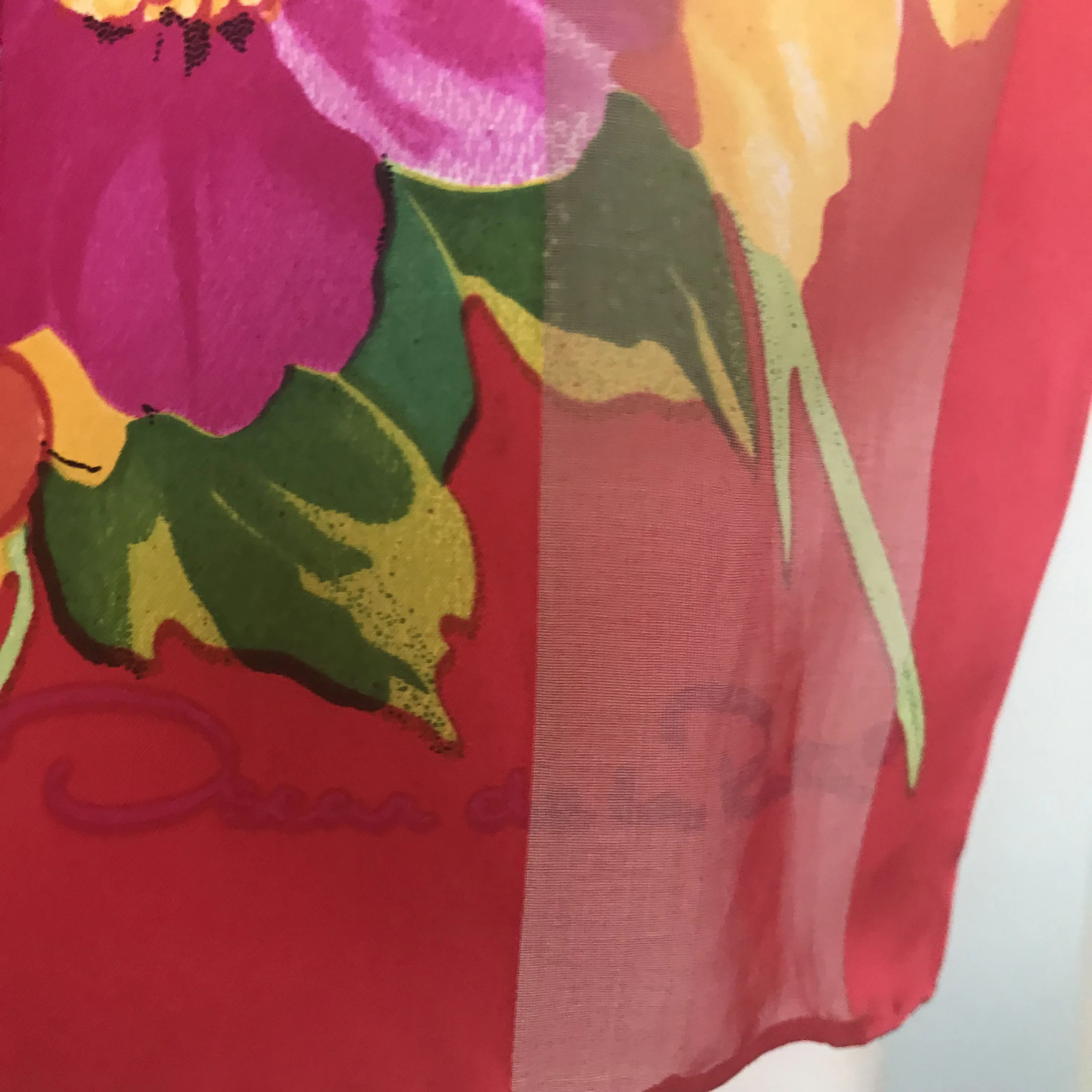 Vintage 1960s Oscar De La Renta Floral Silk Scarf