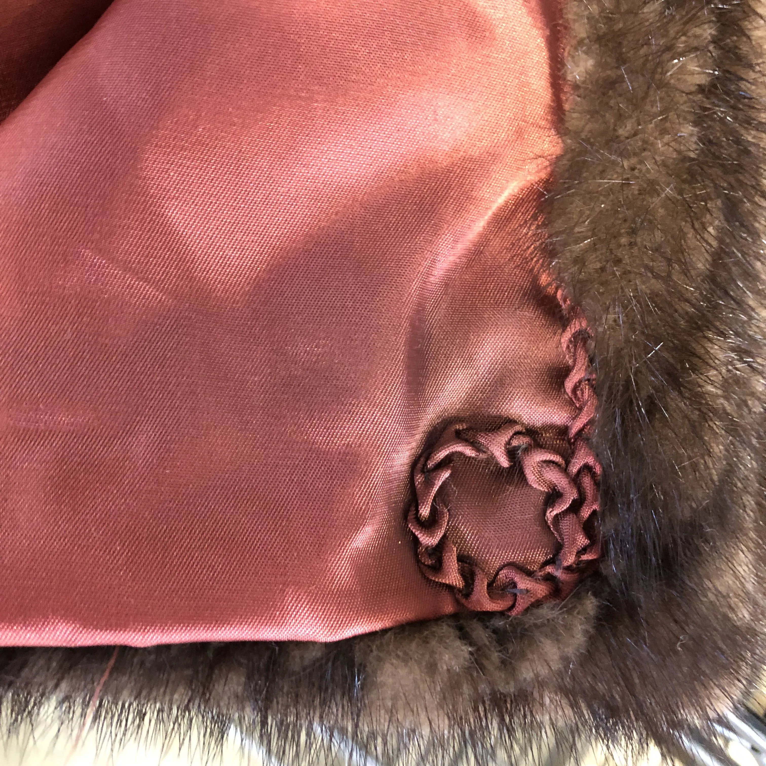 Vintage 1960s Women's Elegant Chocolate Brown Mink Fur Coat w/ Red Satin Lining