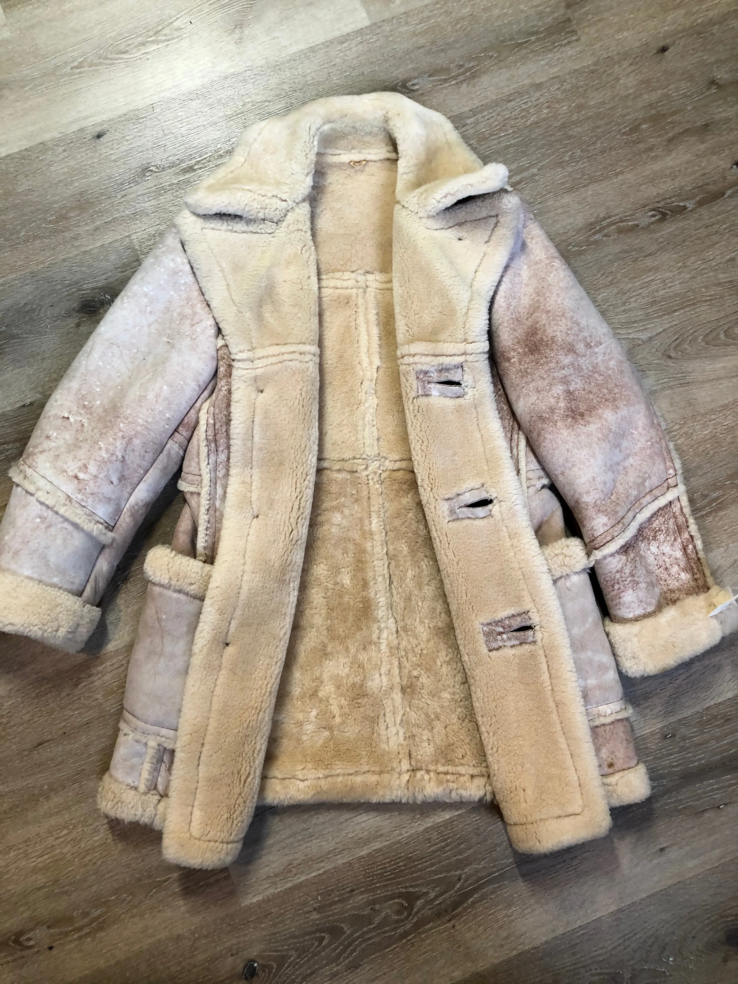 Vintage Dave Epstein Beige Shearling Coat, Made in Canada, SOLD