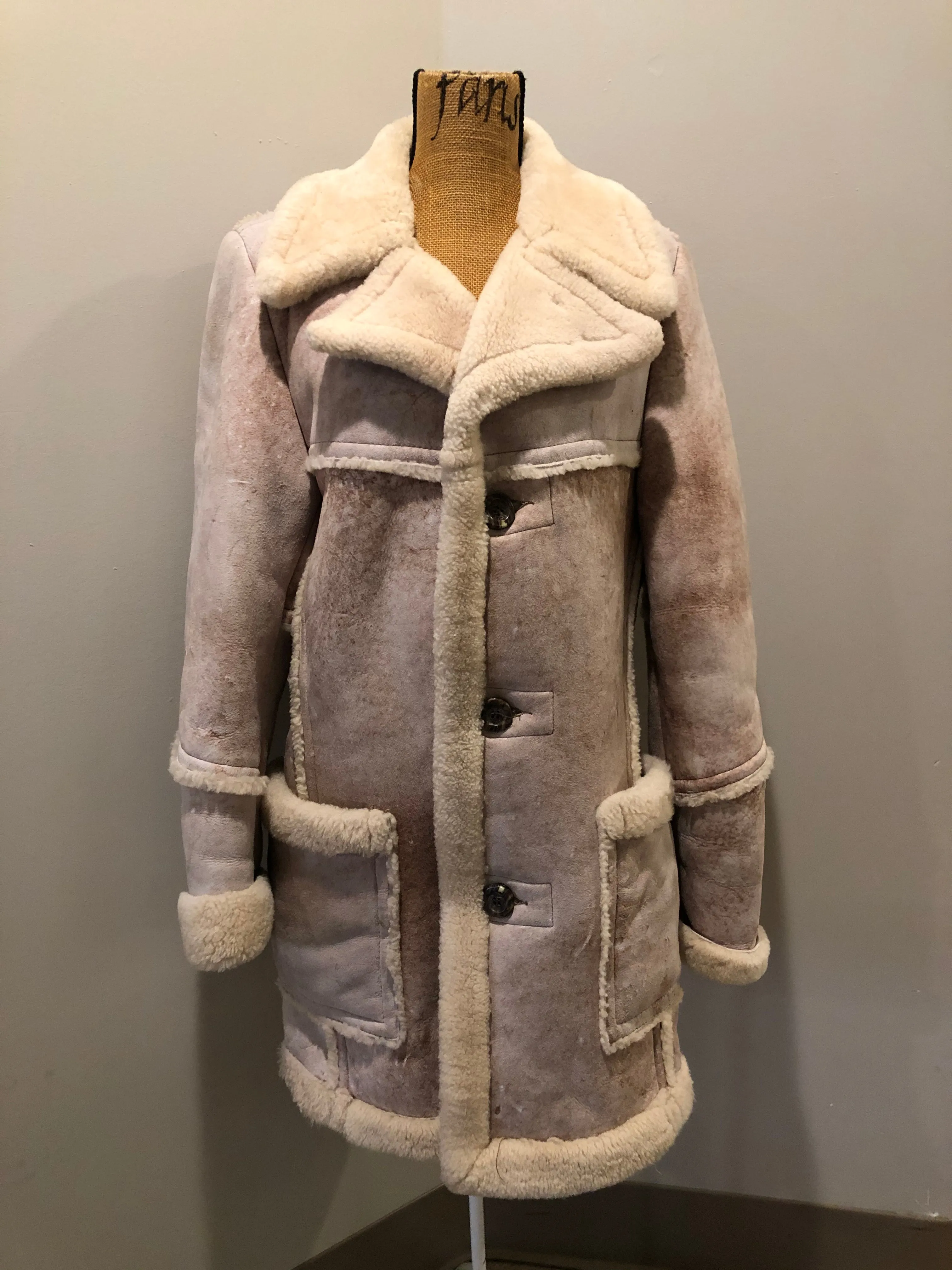 Vintage Dave Epstein Beige Shearling Coat, Made in Canada, SOLD