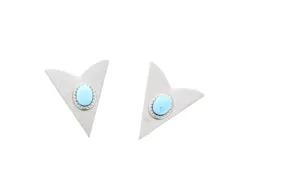 Western Collar Tip set with turq stone, Made in USA, antique silver, 1 pair