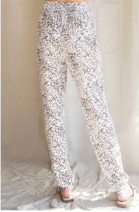 White Leopard Joggers
