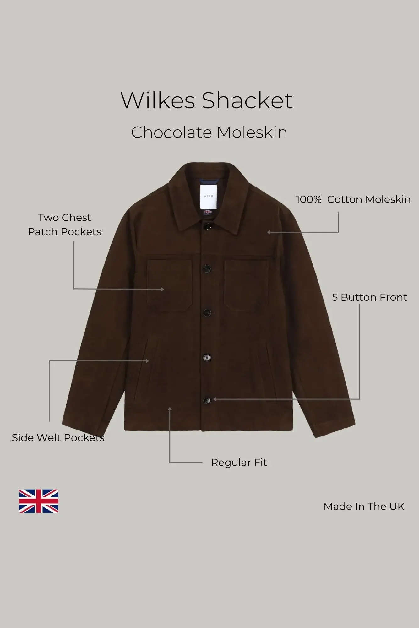 Wilkes Shacket - Chocolate Moleskin
