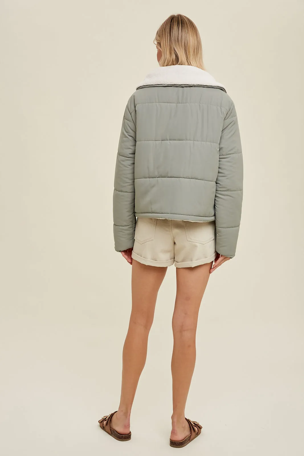 Winter is Coming Sherpa Collar Puffer Jacket