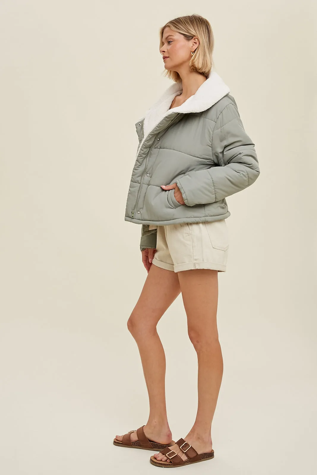 Winter is Coming Sherpa Collar Puffer Jacket