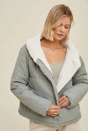 Winter is Coming Sherpa Collar Puffer Jacket
