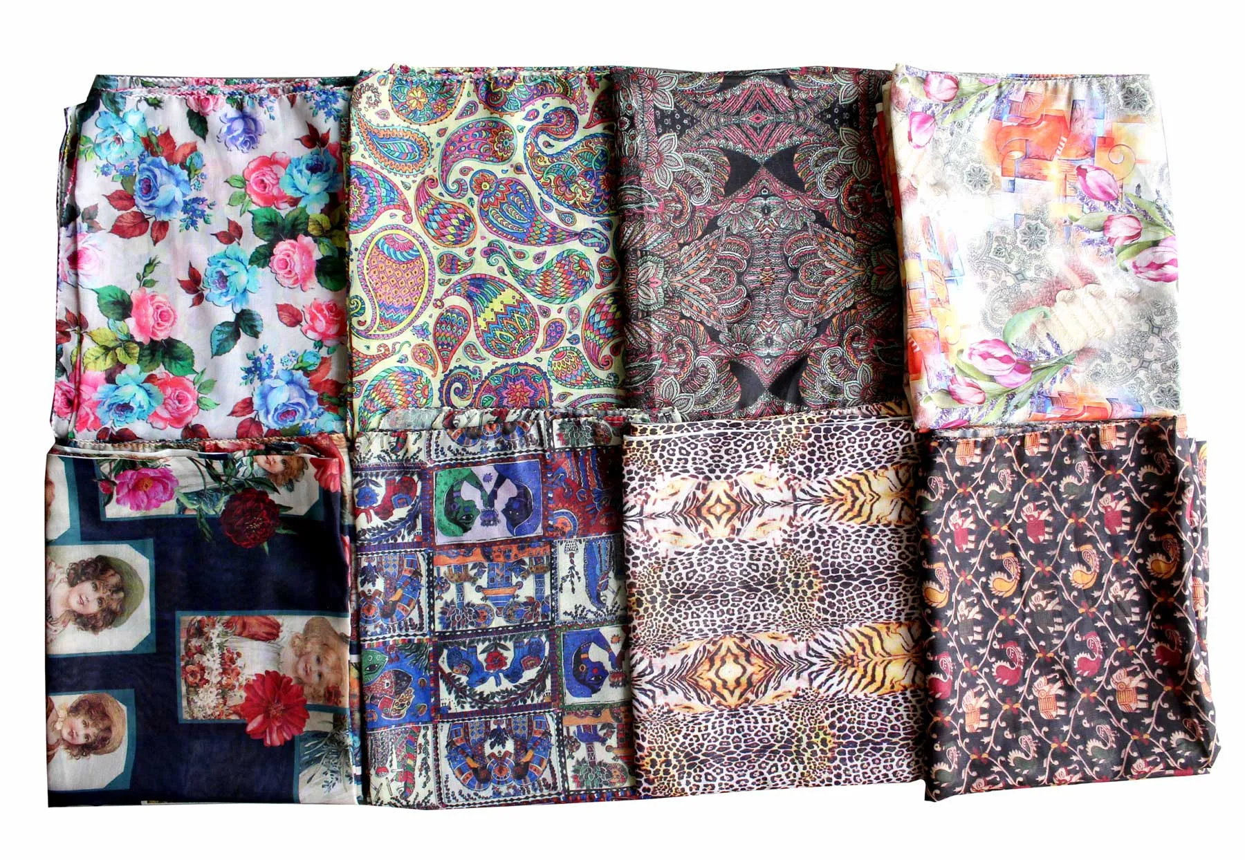 Women Fashion Indian Silk Sari Printed Scarf Headwraps Neck Scarf Wholesale Lots