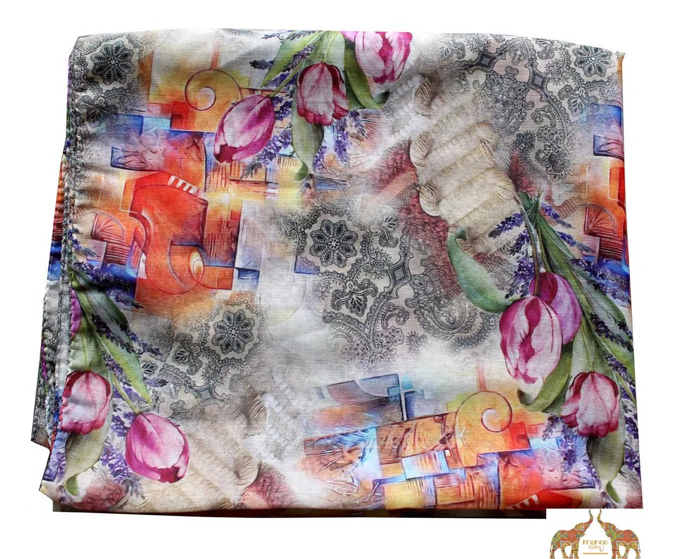 Women Fashion Indian Silk Sari Printed Scarf Headwraps Neck Scarf Wholesale Lots