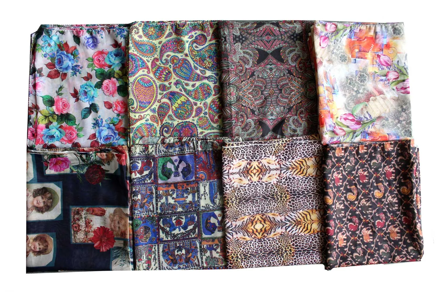 Women Fashion Indian Silk Sari Printed Scarf Headwraps Neck Scarf Wholesale Lots