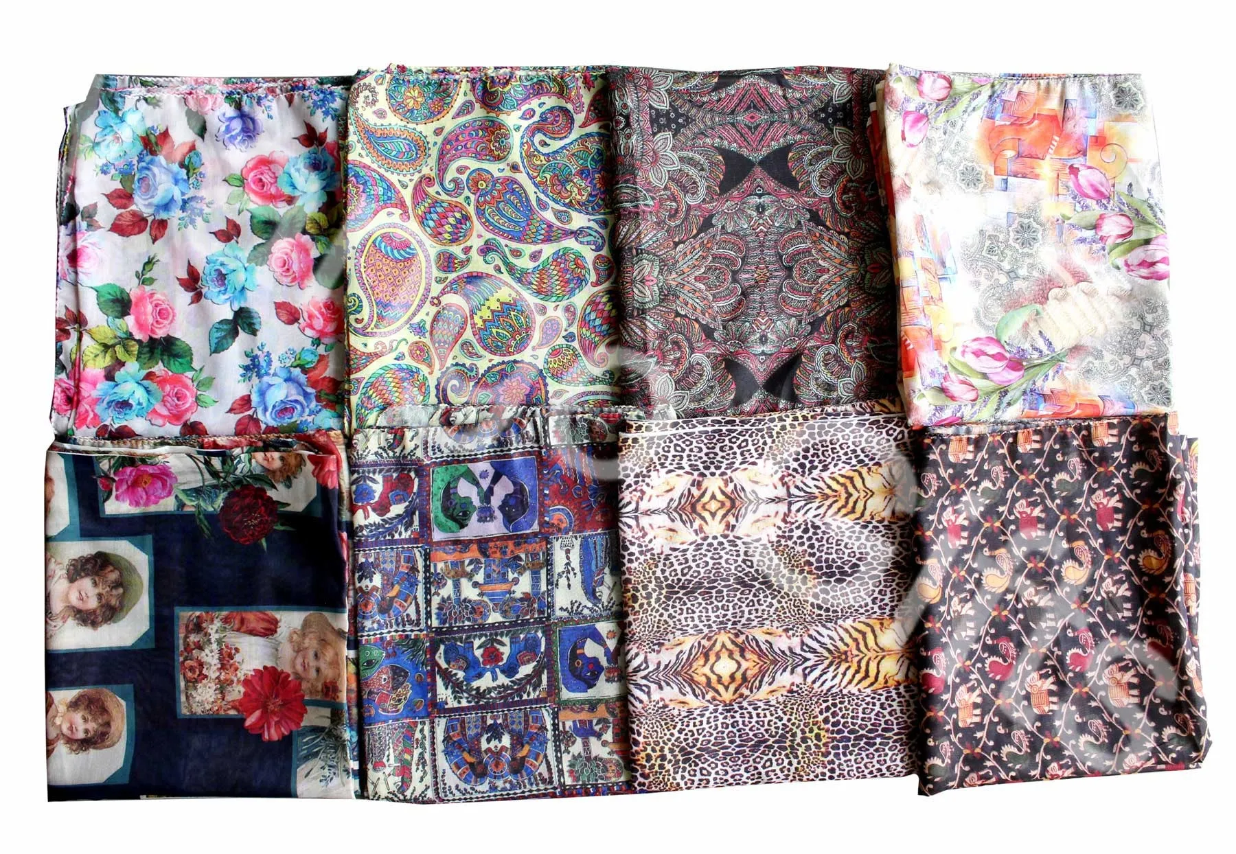 Women Fashion Indian Silk Sari Printed Scarf Headwraps Neck Scarf Wholesale Lots