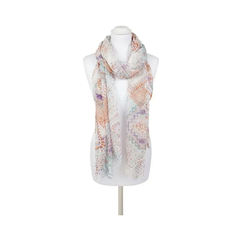 Womens Sheer Summer Scarf Pastel Print Cameron