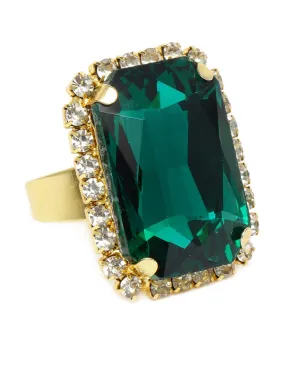 ZAVERI PEARLS Green Crystal Shine Stone Party Bling Contemporary Adjustable Finger Ring For Women-ZPFK10009