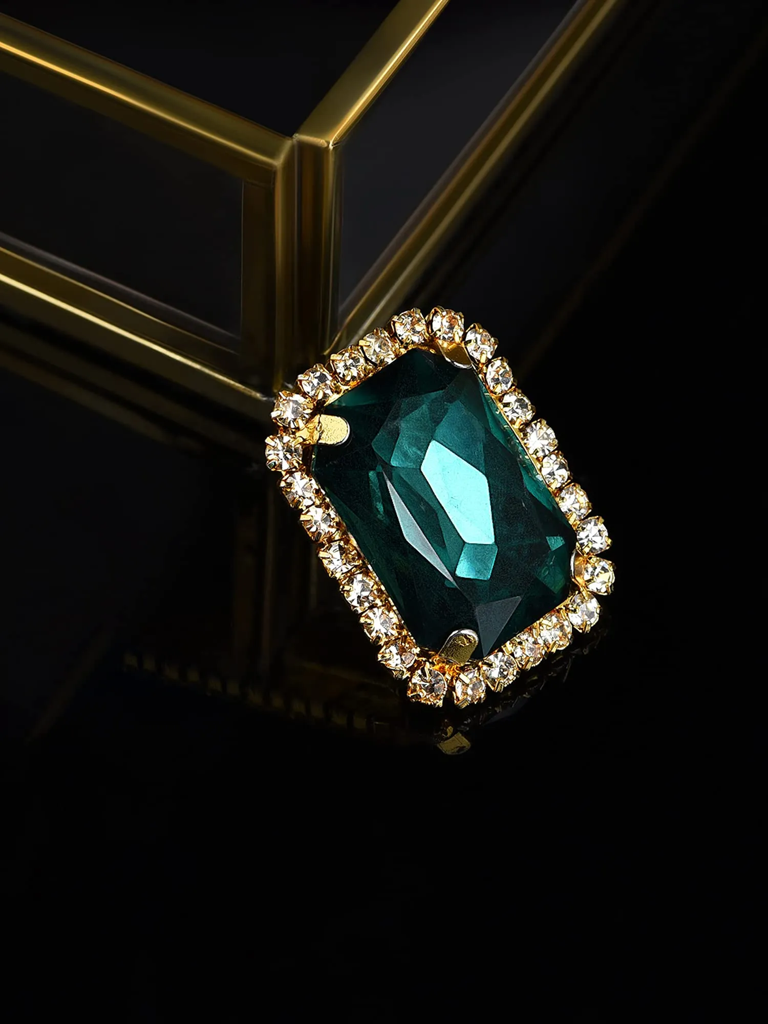 ZAVERI PEARLS Green Crystal Shine Stone Party Bling Contemporary Adjustable Finger Ring For Women-ZPFK10009