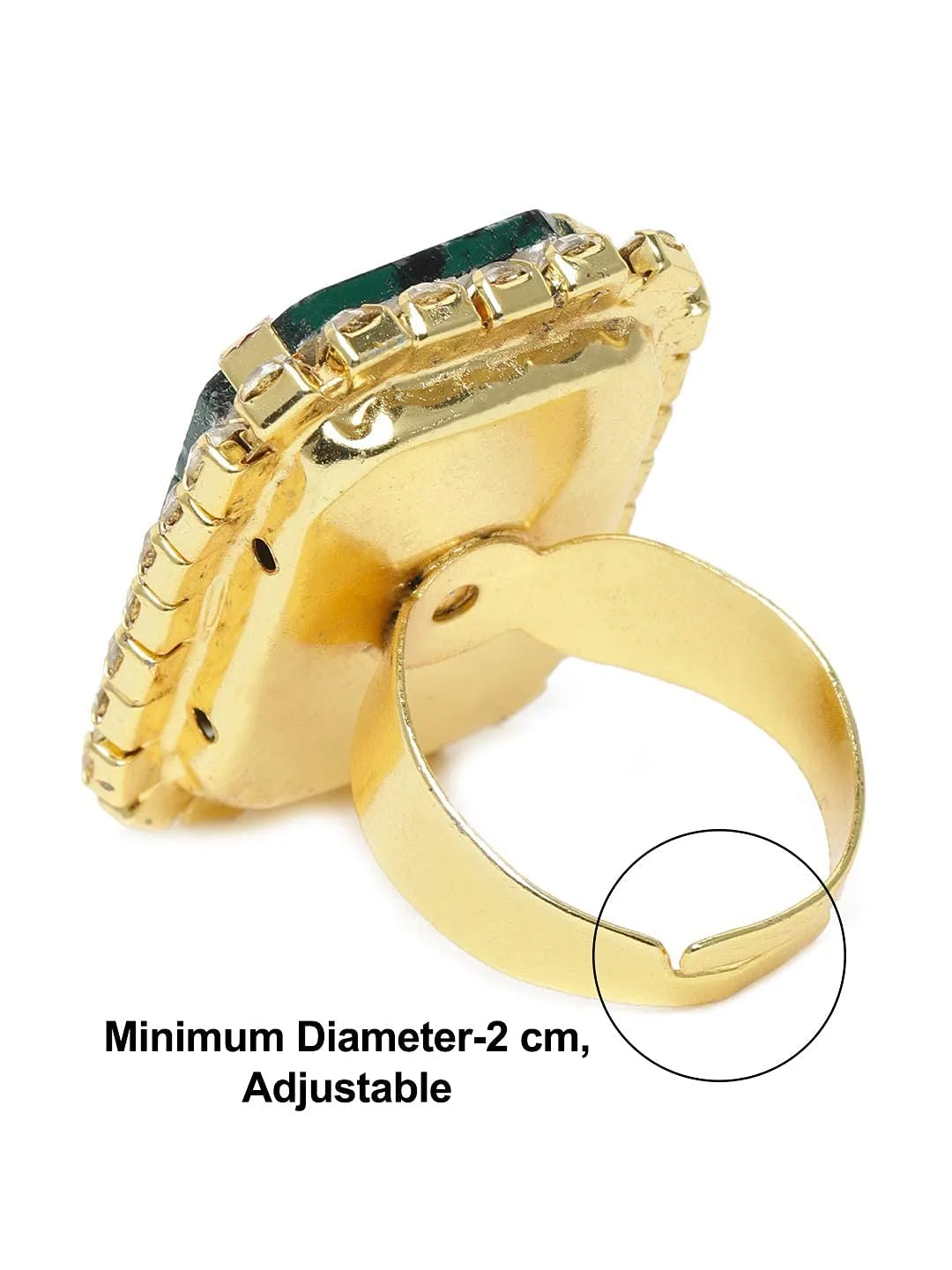 ZAVERI PEARLS Green Crystal Shine Stone Party Bling Contemporary Adjustable Finger Ring For Women-ZPFK10009