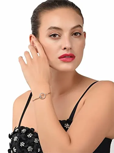 ZAVERI PEARLS Rose Gold Cubic Zirconia Contemporary Bangle Style Brass Kada For Women-ZPFK9946