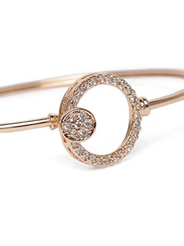 ZAVERI PEARLS Rose Gold Cubic Zirconia Contemporary Bangle Style Brass Kada For Women-ZPFK9946